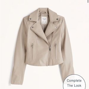 Abercrombie vegan leather jacket - tan